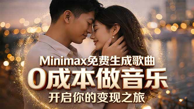 （18401期）Minimax免费生成歌曲实测！0成本做音乐，说唱流行Lofi一键生成-九节课