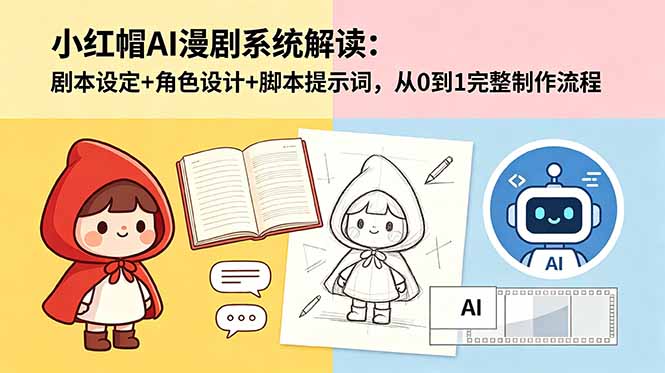 （18612期）小红帽AI漫剧系统解读：剧本设定+角色设计+脚本提示词，从0到1完整制作流程-九节课