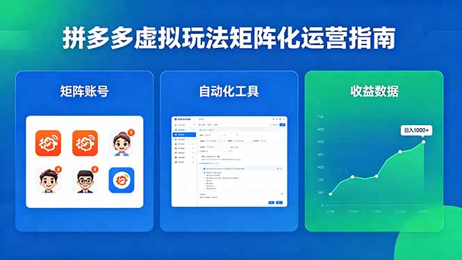 （18361期）闭眼可复制的拼多多虚拟玩法，矩阵化运营，长期稳定日入 1000+-九节课