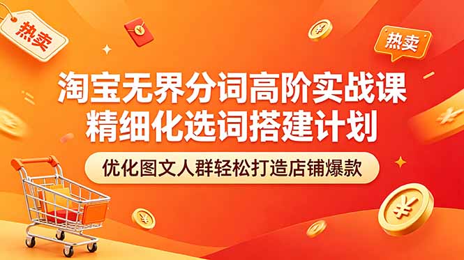 （18564期）淘宝无界分词高阶实战课 精细化选词搭建计划 优化图文人群轻松打造店铺爆款-九节课