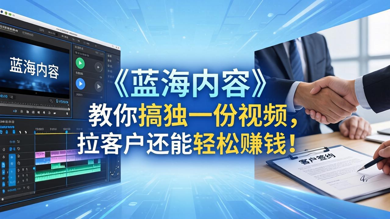 （18301期）做视频卷不动了？《蓝海内容》教你搞独一份视频，拉客户还能轻松赚钱！-九节课