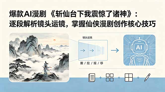（18620期）爆款AI漫剧《斩仙台下我震惊了诸神》：逐段解析镜头运镜，掌握仙侠漫剧创作核心技巧-九节课
