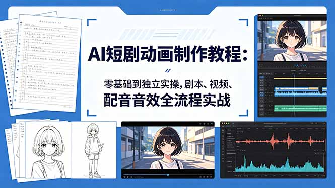 （18351期）AI短剧动画制作教程：零基础到独立实操，剧本、视频、配音音效全流程实战-九节课