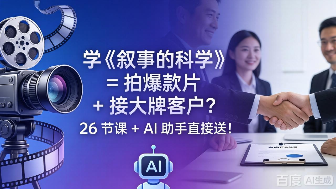 （18302期）学《叙事的科学》= 拍爆款片 + 接大牌客户？26 节课 + AI 助手直接送！-九节课