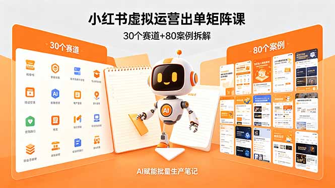 （18342期）小红书虚拟运营出单矩阵课：30个赛道+80案例拆解，AI赋能批量生产笔记-九节课
