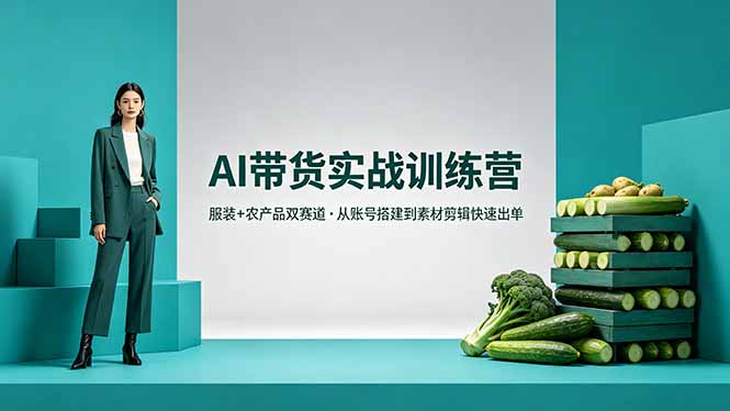（18355期）AI带货实战训练营，服装+农产品双赛道，从账号搭建到素材剪辑快速出单-九节课