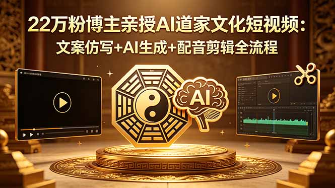 （18580期）22万粉博主亲授AI道家文化短视频：文案仿写+AI生成+配音剪辑全流程-九节课