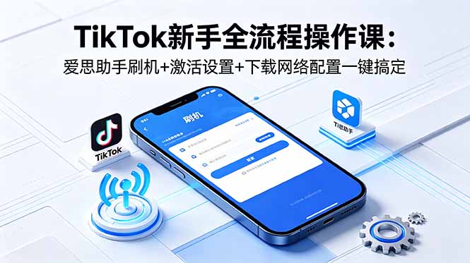 （18594期）TikTok新手全流程操作课：爱思助手刷机+激活设置+下载网络配置一键搞定-九节课