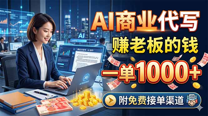 （18444期）AI商业代写，赚老板的钱，一单1000+，附免费接单渠道-九节课