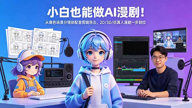 （18343期）小白也能做AI漫剧！从角色场景分镜到配音剪辑导出，2D/3D/仿真人漫剧一步到位-九节课