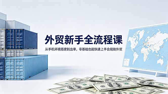 （18481期）外贸新手全流程课：从手机环境搭建到出单，零基础也能快速上手合规做外贸-九节课