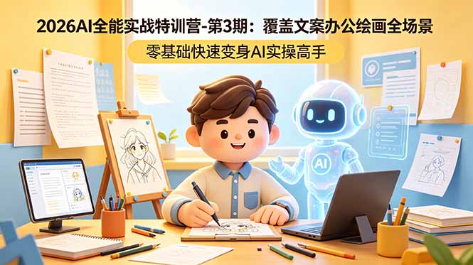 （18572期）2026AI全能实战特训营-第3期：覆盖文案办公绘画全场景 零基础快速变身AI实操高手-九节课