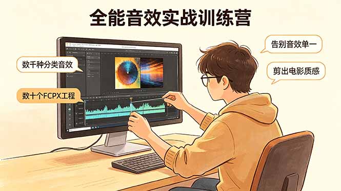 （18287期）全能音效实战训练营：数千种分类音效+数十个FCPX工程，告别音效单一，剪出电影质感-九节课