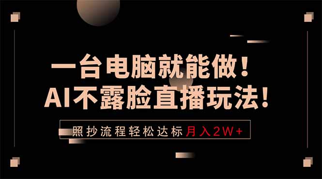 （18472期）一台电脑就能做！AI不露脸直播玩法，照抄流程轻松达标月入2W+-九节课
