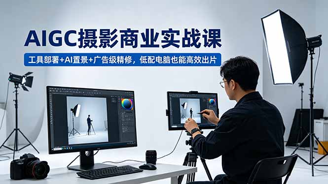（18434期）AIGC 摄影商业实战课，工具部署+AI置景+广告级精修，低配电脑也能高效出片-九节课
