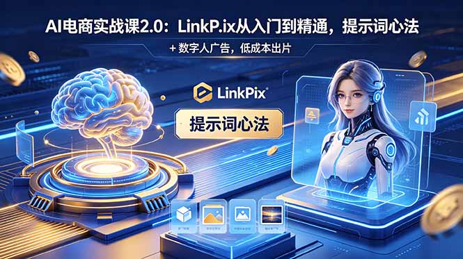 （18655期）AI 电商实战课2.0｜LinkPix 从入门到精通，提示词心法 + 数字人广告，低成本出片-九节课