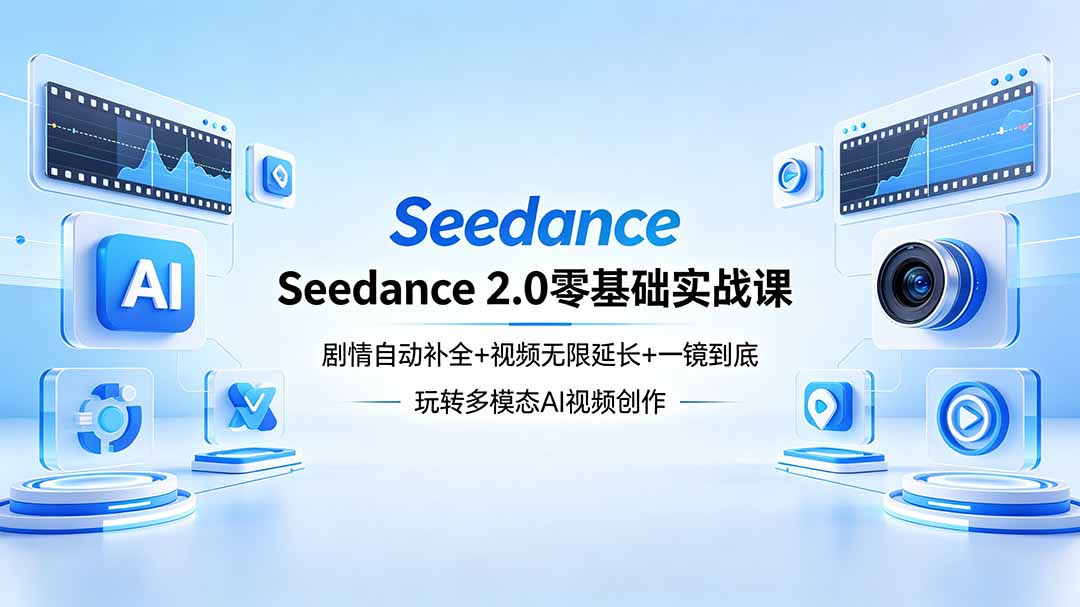 （18312期）Seedance 2.0零基础实战课：剧情自动补全+视频无限延长+一镜到底：玩转多模态AI视频创作-九节课