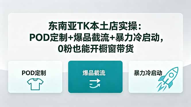 （18381期）东南亚TK本土店实操：POD定制+爆品截流+暴力冷启动，0粉也能开橱窗带货-九节课
