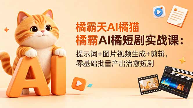 （18542期）橘霸天AI橘猫短剧实战课：提示词+图片视频生成+剪辑，零基础批量产出治愈短剧-九节课