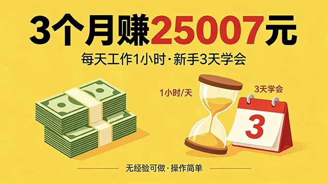 （18325期）3个月赚钱25007元，每天工作1个小时，新手3天全部学会！-九节课