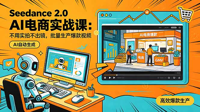 （18433期）Seedance 2.0 AI电商实战课：不用实拍不出镜，批量生产爆款视频打爆GMV-九节课