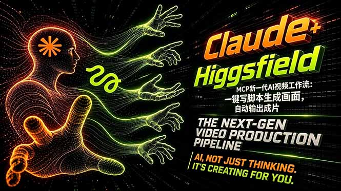 （18345期）Claude+Higgsfield MCP新一代AI视频工作流：一键写脚本生成画面，自动输出成片-九节课