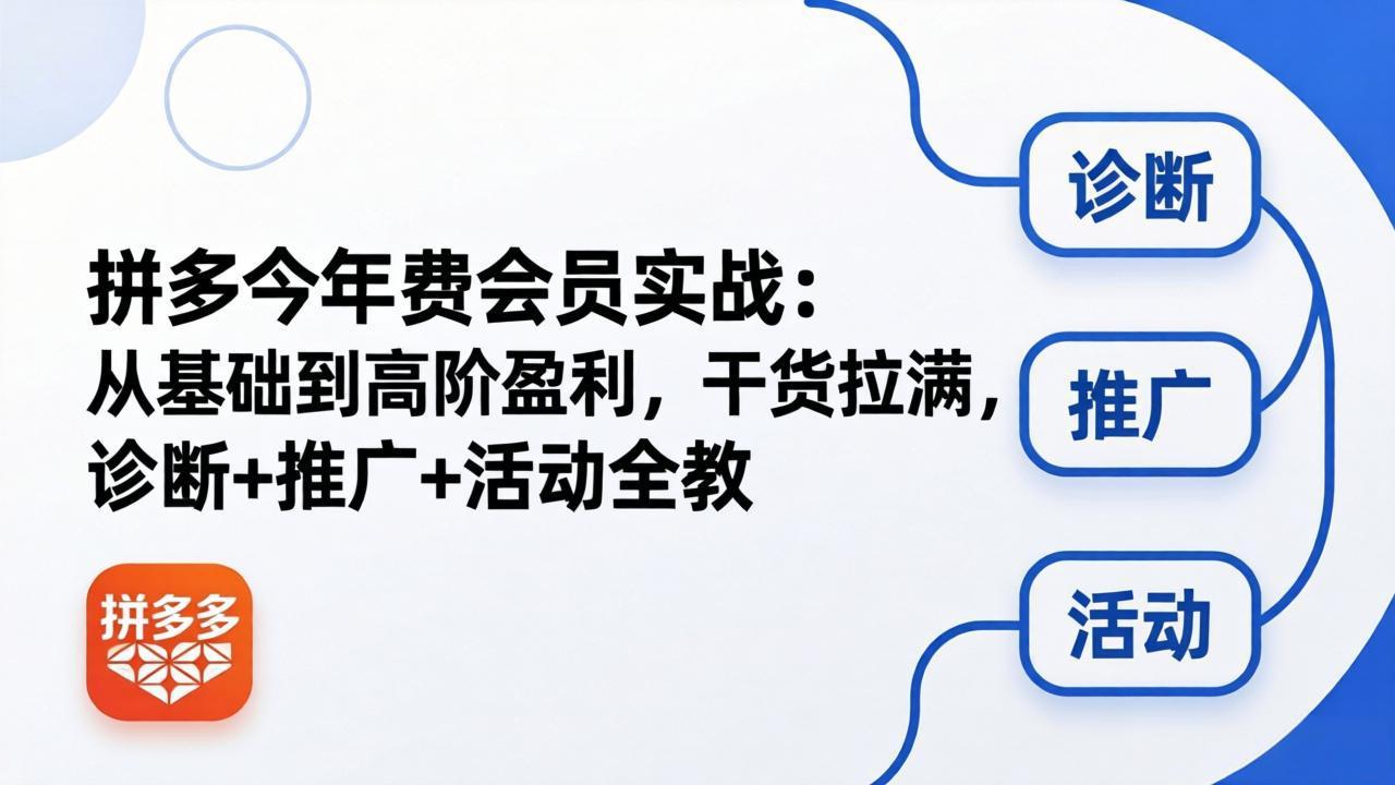 （18407期）拼多多年费会员实战(更新26年5月11)：从基础到高阶盈利，干货拉满，诊断+推广+活动全教-九节课
