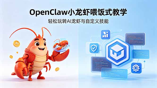 （18314期）不用懂技术！OpenClaw小龙虾喂饭式教学，轻松玩转AI龙虾与自定义技能-九节课