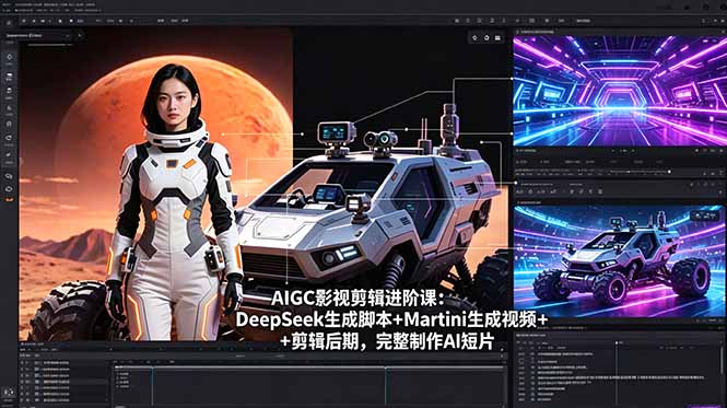 （18475期）AIGC影视剪辑进阶课：DeepSeek生成脚本+Martini生成视频+剪辑后期，完整制作AI短片-九节课