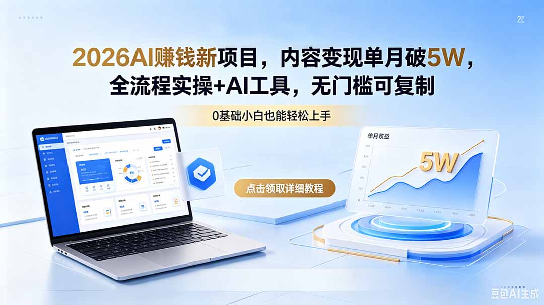 （18476期）2026AI赚钱新项目，内容变现单月破5W，全流程实操+AI工具，无门槛可复制-九节课