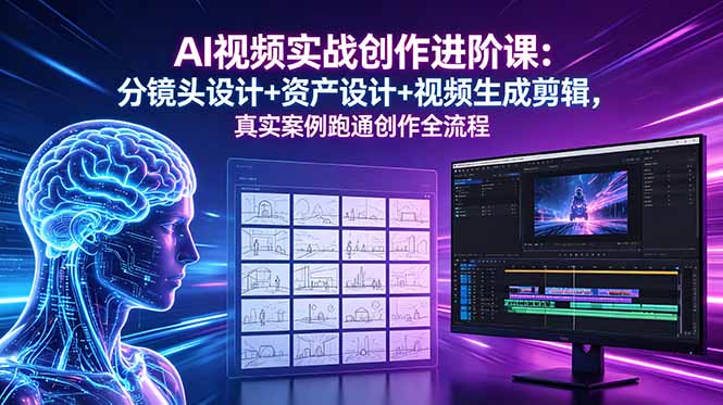 （18596期）AI视频实战创作进阶课：分镜头设计+资产设计+视频生成剪辑，真实案例跑通创作全流程-九节课