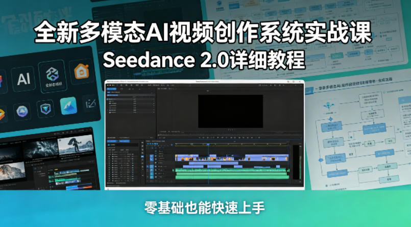 全新多模态AI视频创作系统实战课，Seedance 2.0详细教程，零基础也能快速上手-九节课