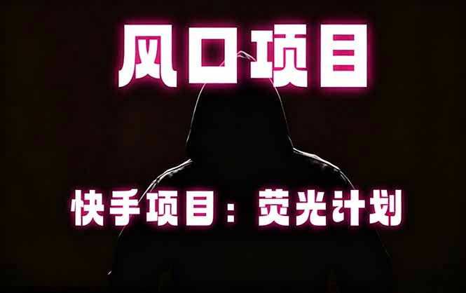 （18560期）快手风口项目，荧光计划托管，长期稳定，适合批量做-九节课