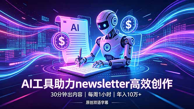 （18279期）做newsletter怕费时间？AI工具帮你30分钟出内容，每周1小时，年入10万+【原创双语字幕】-九节课