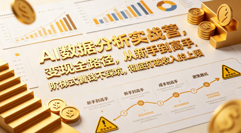 AI数据分析实战营，变现全路径，从新手到高手，阶梯式賺钱不踩坑，彻底打破收入的上限-九节课