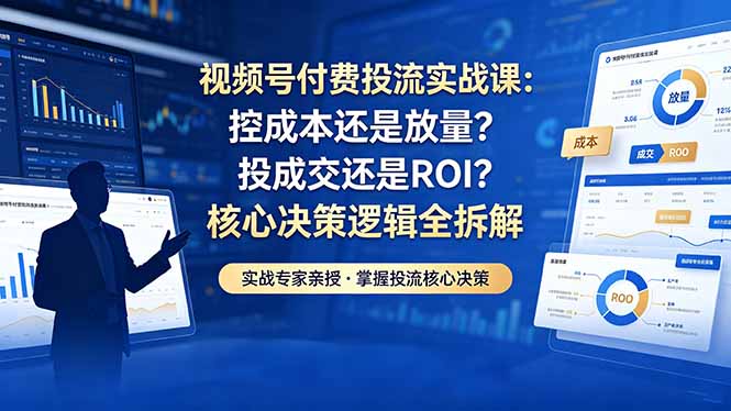（18462期）视频号付费投流实战课-5月：控成本还是放量？投成交还是ROI？核心决策逻辑全拆解-九节课