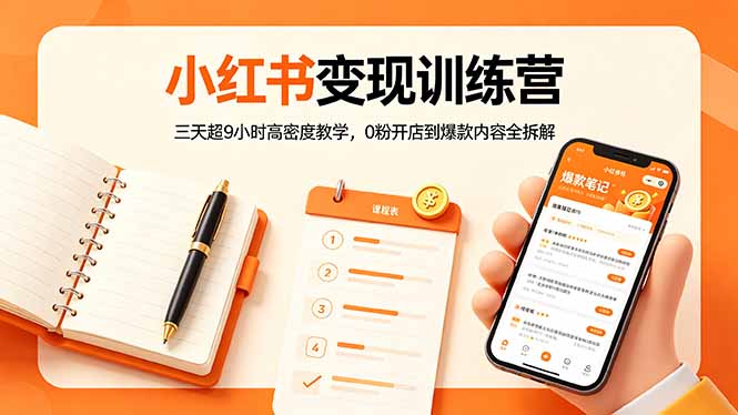 （18337期）小红书变现训练营：三天超9小时高密度教学，0粉开店到爆款内容全拆解-九节课