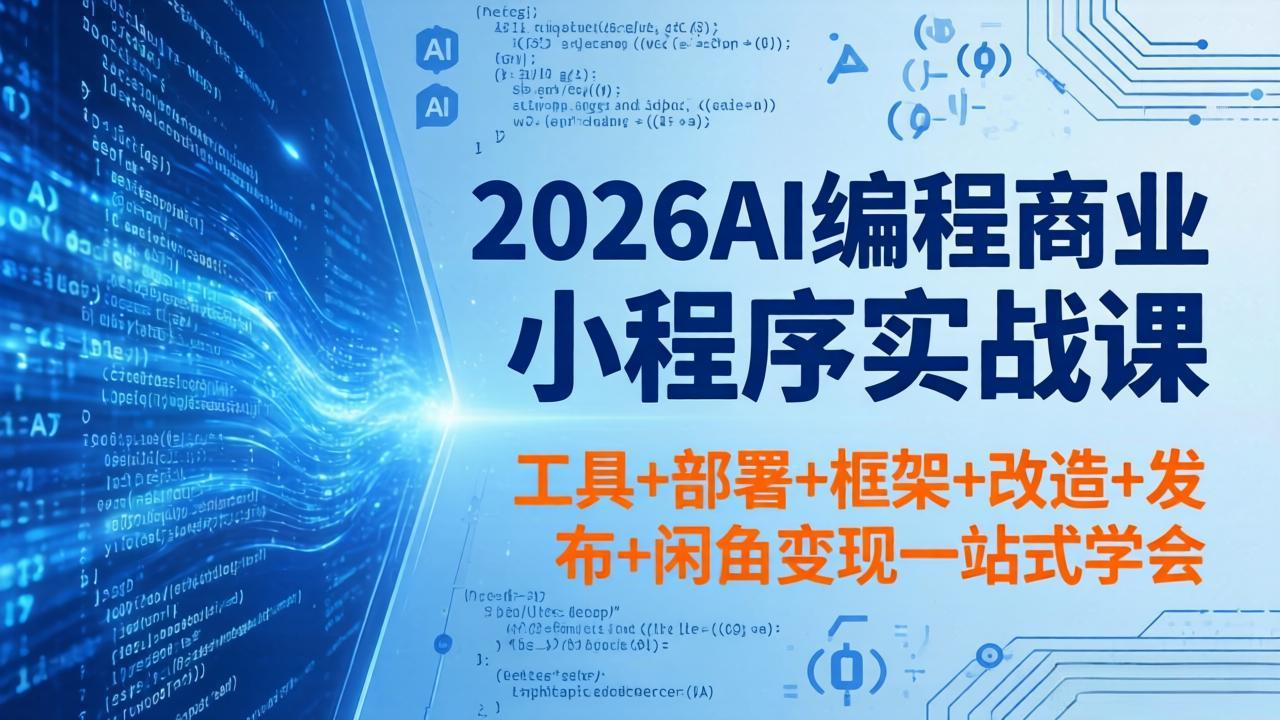 （18293期）2026AI编程商业小程序实战课，工具+部署+框架+改造+发布+闲鱼变现一站式学会-九节课