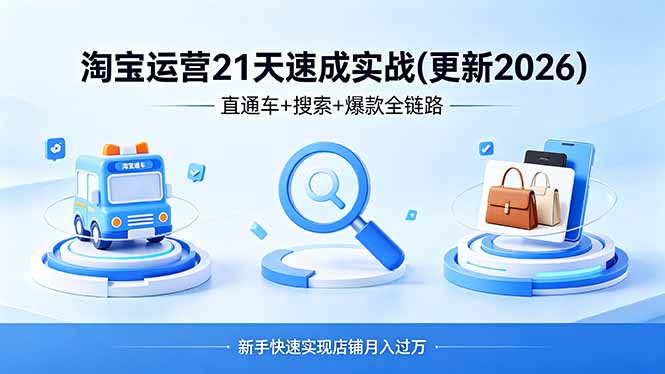 （18316期）淘宝运营21天速成实战(更新4月)，直通车+搜索+爆款全链路，新手快速实现店铺月入过万-九节课