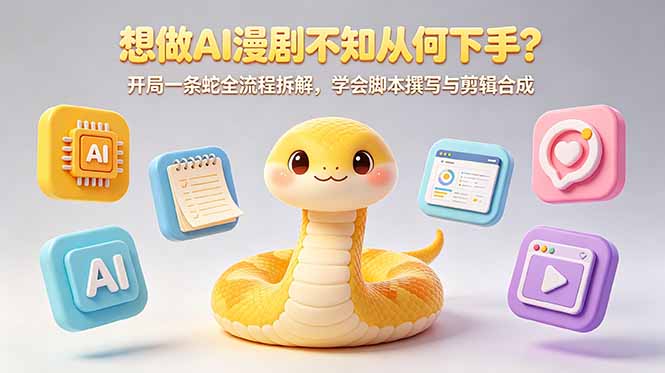 （18550期）想做AI漫剧不知从何下手？开局一条蛇全流程拆解，学会脚本撰写与剪辑合成-九节课