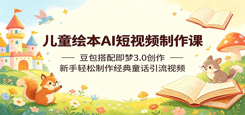 儿童绘本AI短视频制作课：豆包搭配即梦3.0创作，新手轻松制作经典童话引流视频-九节课