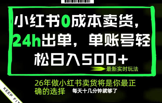 小红书0成本AI卖货，24小时出单，全流程托管，保底日入500+，每天十几分钟就够了【揭秘】-九节课