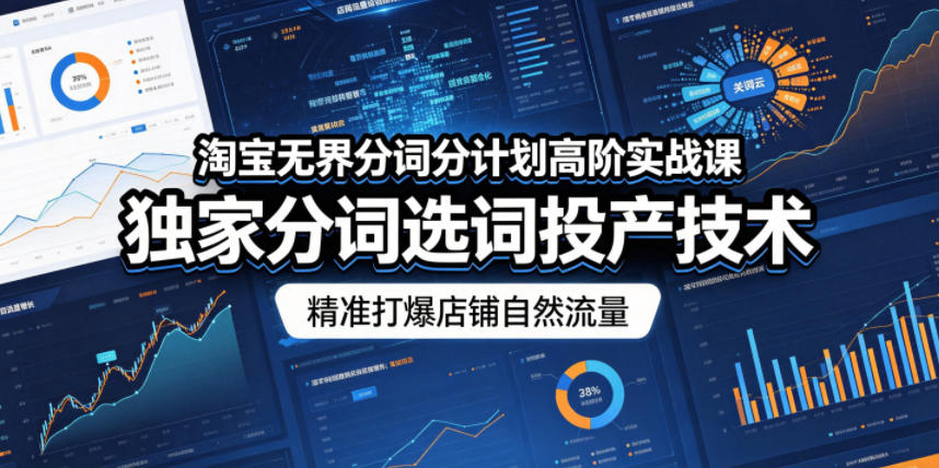 淘宝无界分词分计划高阶实战课，独家分词选词投产技术，精准打爆店铺自然流量-九节课