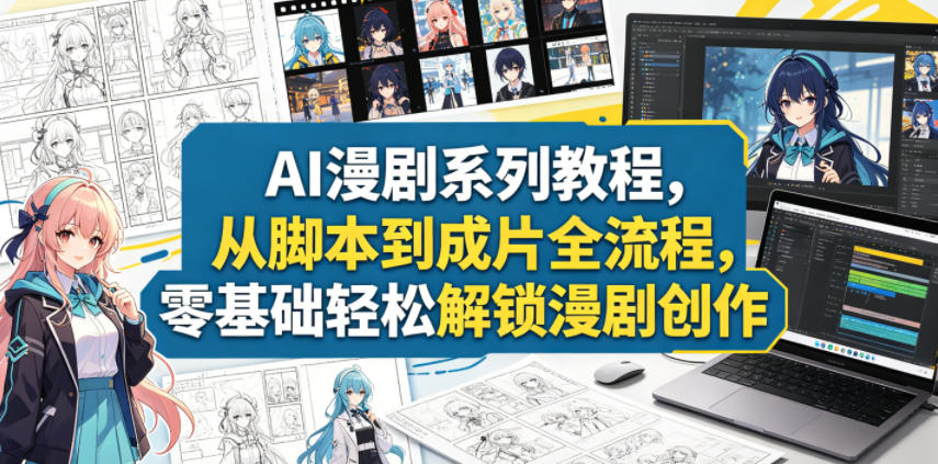 AI漫剧系列教程，从脚本到成片全流程，零基础轻松解锁漫剧创作-九节课