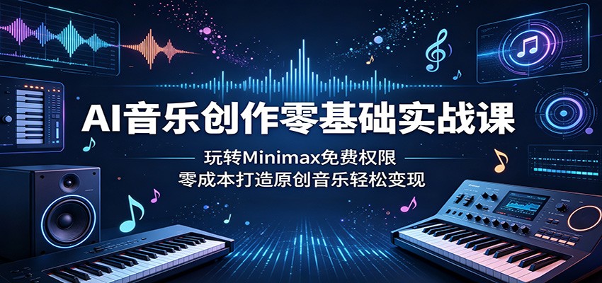 AI音乐创作零基础实战课：玩转Minimax免费权限，零成本打造原创音乐轻松变现-九节课