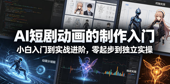 AI短剧动画的制作入门，小白入门到实战进阶，零起步到独立实操-九节课