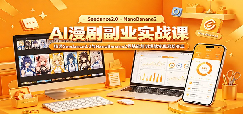 AI漫剧副业实战课：精通Seedance2.0与NanoBanana2零基础复刻爆款实现涨粉变现-九节课