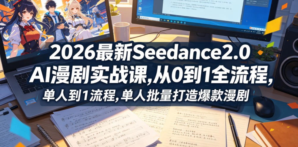 2026最新Seedance2.0 AI漫剧实战课,，从0到1全流程，单人批量打造爆款漫剧-九节课