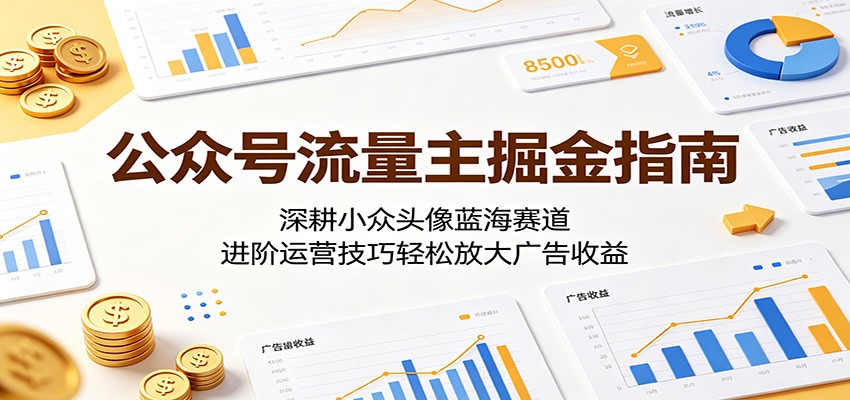公众号流量主掘金指南：深耕小众头像蓝海赛道，进阶运营技巧轻松放大广告收益-九节课