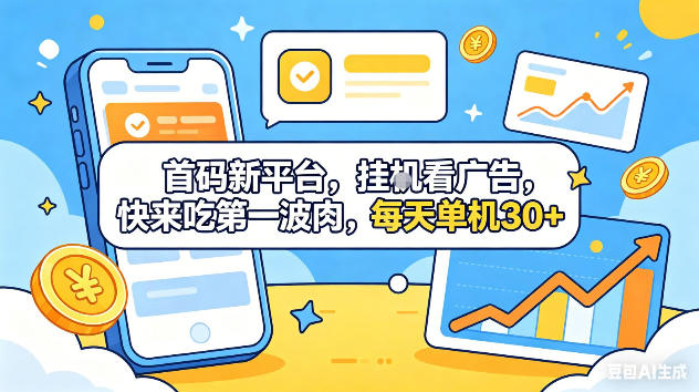 首码新平台，挂G自动看广告，快来吃第一波肉，每天单机30+，可矩阵放大【揭秘】-九节课